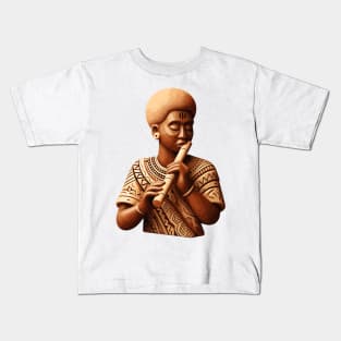 Afrocentric Woman Wooden Carving Kids T-Shirt